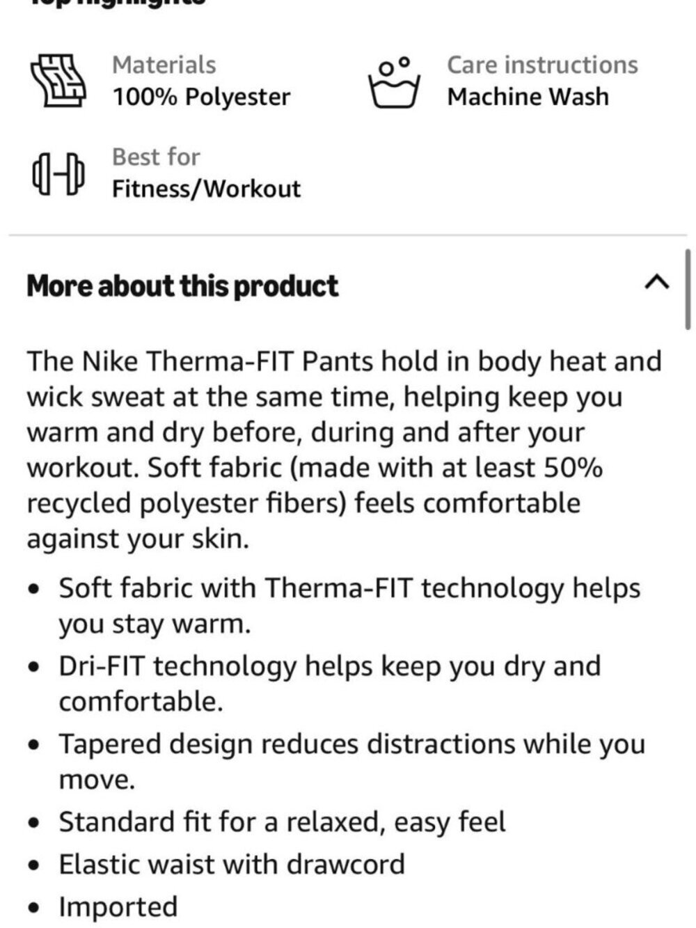 Nike Therma-FIT Men's Large Black Tapered Training Pants Sweatpants Wicking Gym - Picture 3 of 11